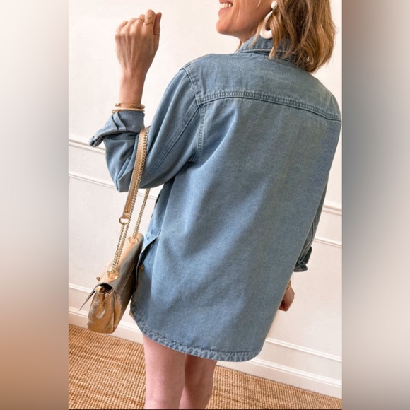 Peyton - slit buttons pocketed denim jacket - Picture 2 of 4